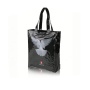 Recycled plastic shopping bag custom logo black  pvc fashion tote bag