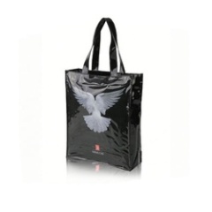 Einkaufstasche aus recyceltem Kunststoff mit individuellem Logo, schwarze PVC-Mode-Einkaufstasche