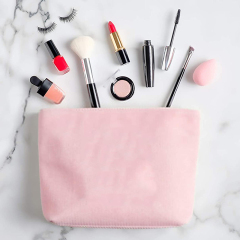 Low MOQ Gift Shop Giveaway Custom Logo Canvas Makeup Bag Travel Cosmetic Makeup Bag