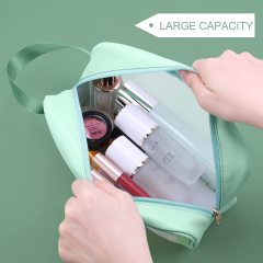 PU PVC étanche pochette personnalisée luxe beauté sac de maquillage fermeture à glissière voyage sac cosmétique noir avec Logo imprimé