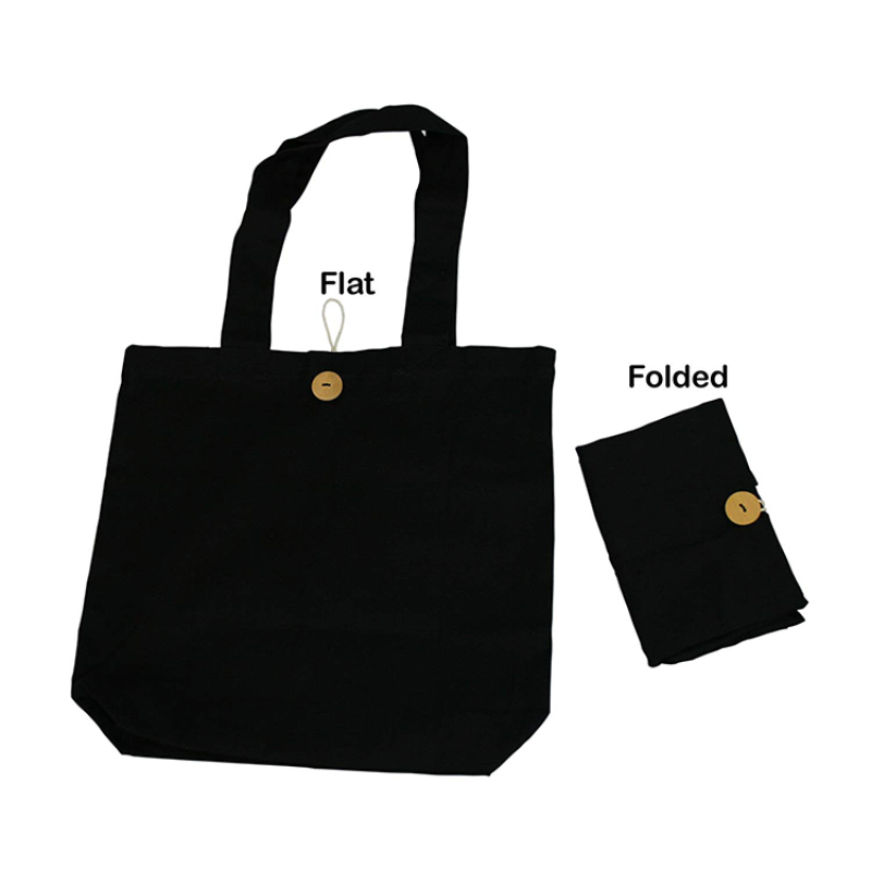 Promotional Cheap High Quality Reusable Customized Logo Printing 100 % Cotton Canvas Tote Shopping Bag with button closure