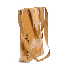 Bolso de encargo de la manija del logotipo de la bolsa de papel de Kraft lavable al por mayor para ir de compras