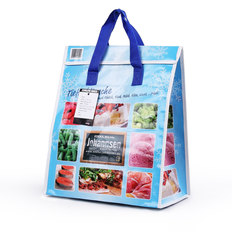 Food Custom Insulated Lunch Bag Fashion Rolling Cooler Bag PP Woven + EPE+ Aluminium