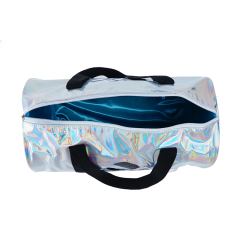 Bolso de lona deportivo de PU iridiscente de viaje plegable impermeable con logotipo personalizado con bolsillo