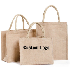 Подарок на заказ с логотипом Эко-многоразовые тканевые сумки для переноски Женская пляжная ручная сумка-тоут Ламинированные продуктовые Рекламные сумки для покупок Джутовая сумка