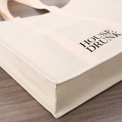 Commerce de gros de haute qualité grande capacité personnalisé votre propre logo shopping sacs fourre-tout en toile de coton avec poche intérieure
