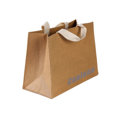 Изготовленный на заказ логотип напечатал дешевый Эко перерабатывает на вынос пищевую упаковку Браун Крафт бумажный пакет с ручками
