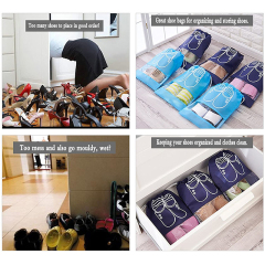 Organizador de viaje portátil, bolsas para zapatos que ahorran espacio, juego de bolsas para zapatos de gimnasio con cordón impreso