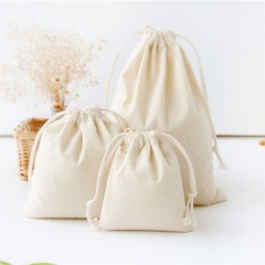 Promoción personalizada bolsa de bolsa personalizada joyería lienzo algodón regalo embalaje bolsa con cordón