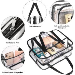 Customized approved PVC bag Transparent Clear PVC Plastic Make up Tote Bag