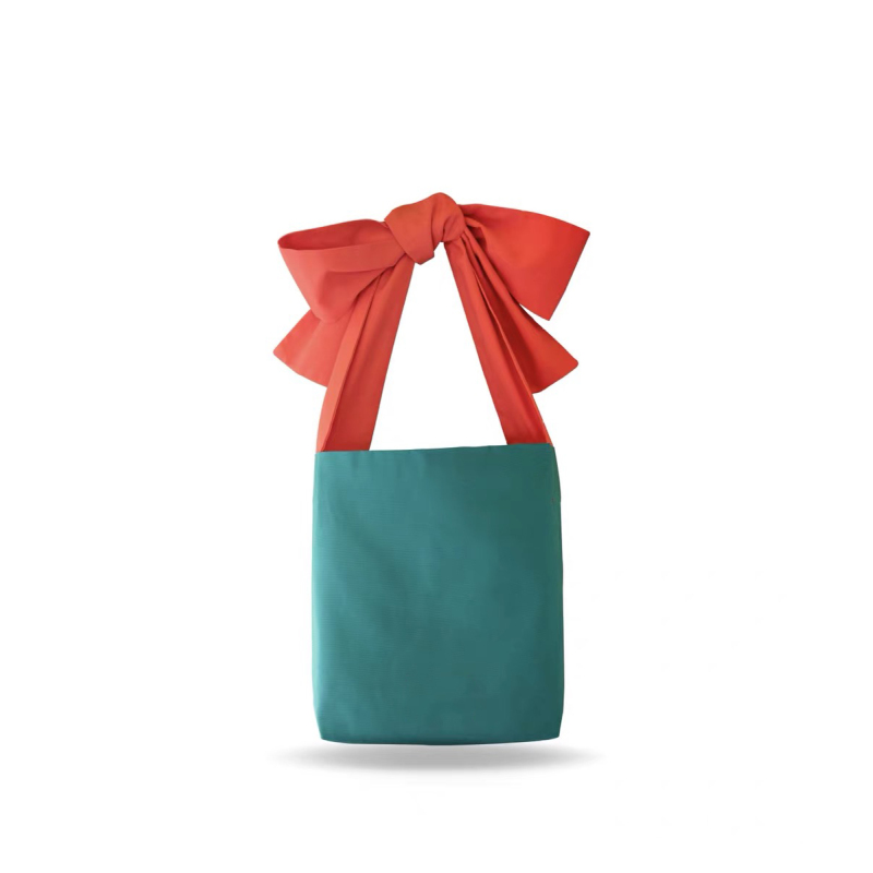 New Style Bowknot Cotton Canvas Tote Bags Bulk Shopping Bag with Custom Logo