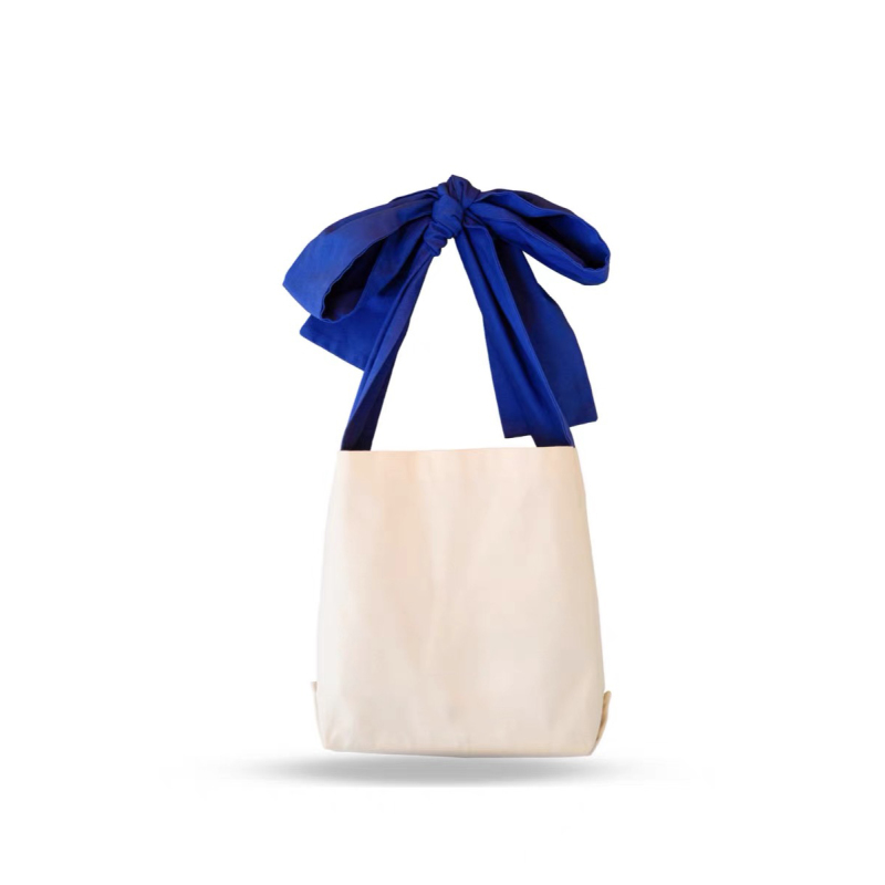New Style Bowknot Cotton Canvas Tote Bags Bulk Shopping Bag with Custom Logo