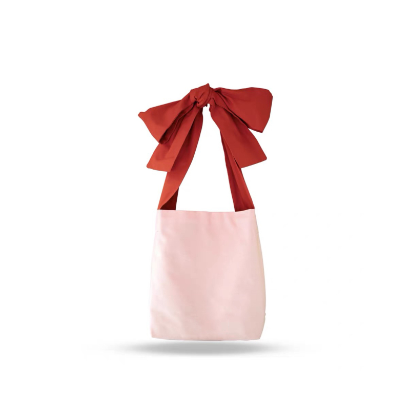 New Style Bowknot Cotton Canvas Tote Bags Bulk Shopping Bag with Custom Logo