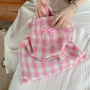 Cute Custom Logo Organic Recyclable Plain Cotton Cloth Canvas Shopping Bowknot Tote Bag Reusable Cotton Tote Bag