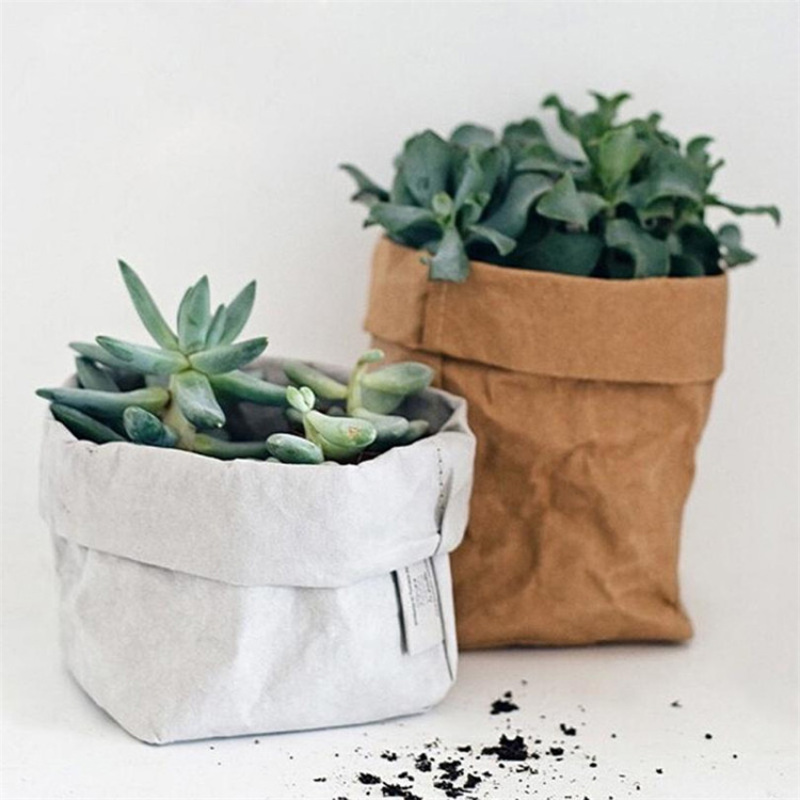 Eco-friendly Stock Kraft Paper Washable Paper Plant Pot Flower Pot Bag
