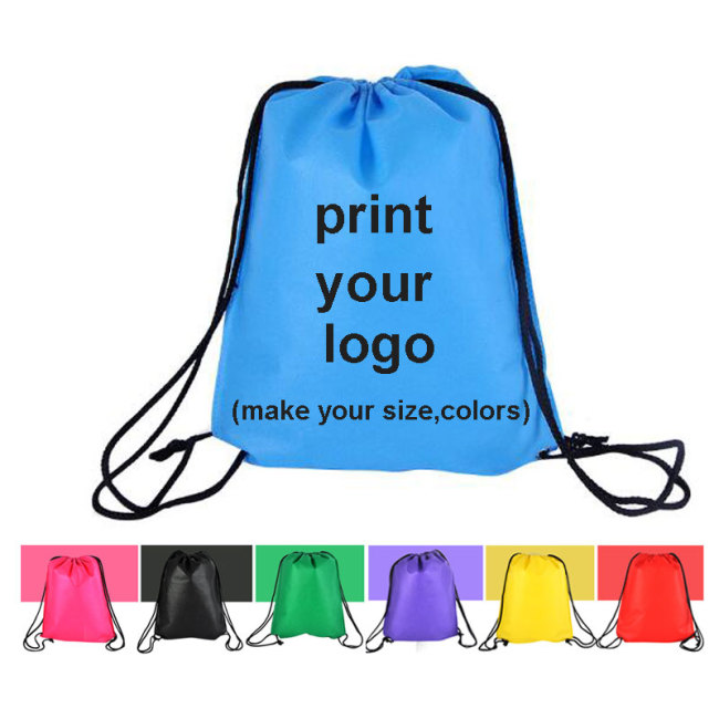 Pequeño MOQ, precio barato, logotipo personalizado que imprime su diseño, mochila con cordón no tejido