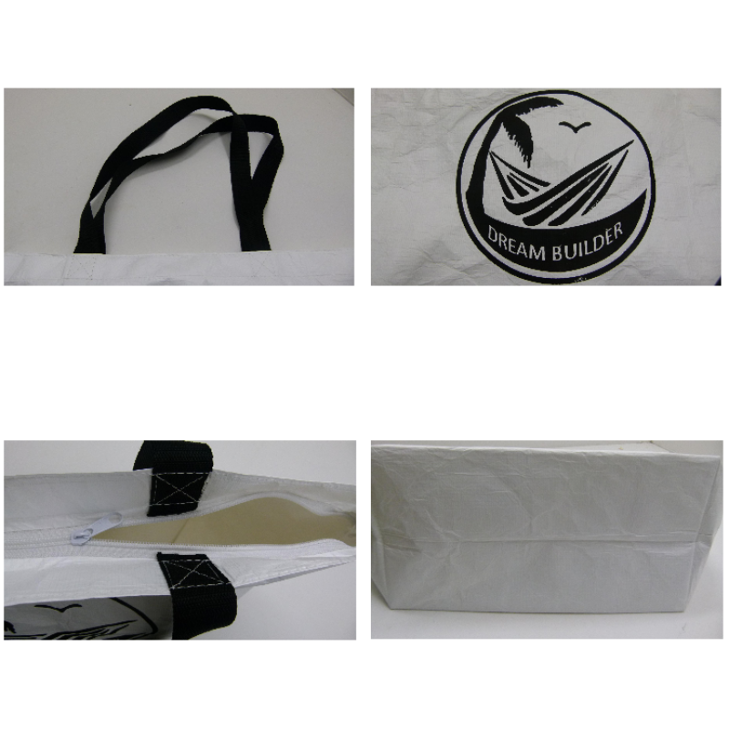 Custom logo print white dupont tyvek paper promotion eco tote shopping bag