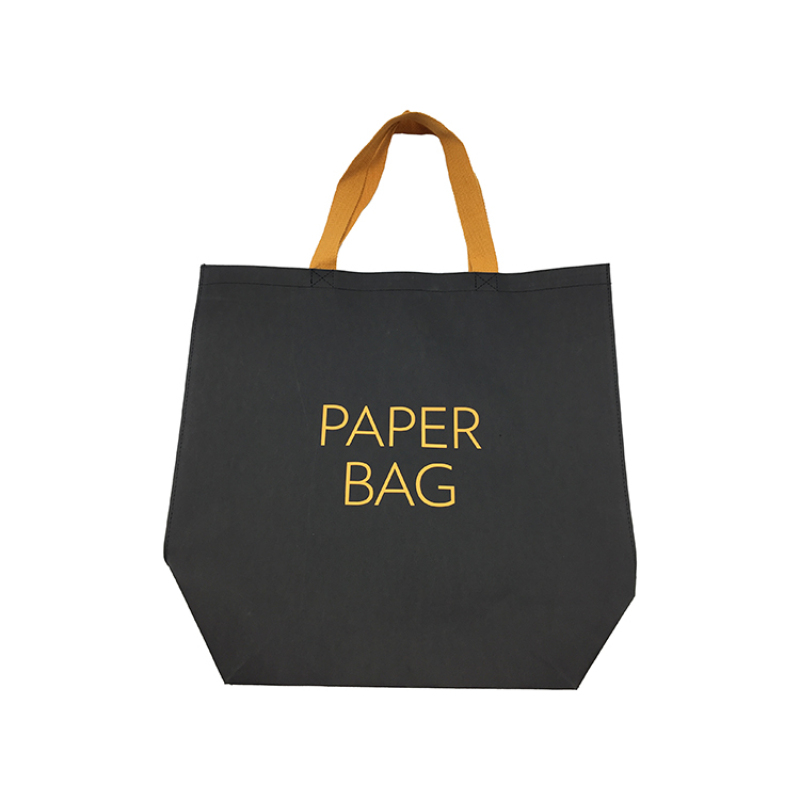 Shopping Kraft Paper Bags Customized Logo Pattern Letter large Black Women Tote Bag