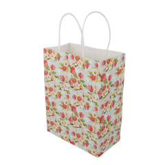Kundenspezifische Logo-Einkaufsverpackung Kraftbraunes Papier Kleine Geschenktüten in großen Mengen mit Griffen