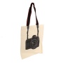 Großhandel Siebdruck Persönlichkeit Design Kamera Shopping Canvas Baumwolltasche