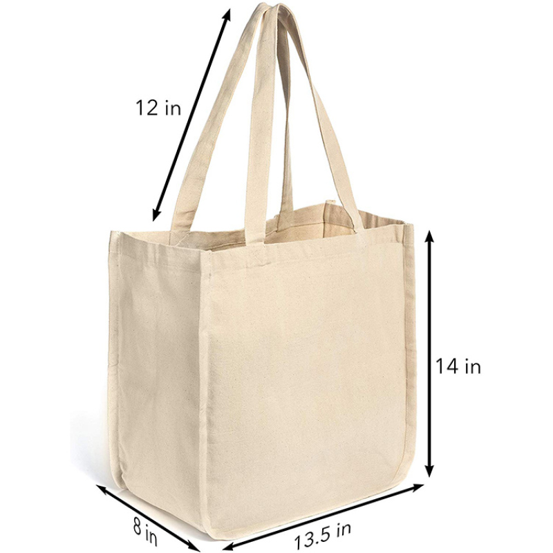 Canvas Bags Digital Printing Custom Printed Recycled Cotton Canvas Tote Bag Bulk Reusable Cotton Shopping Bag
