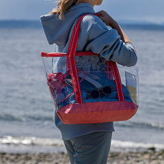 Модные пластиковые ручные сумки из ПВХ для путешествий, прозрачная сумка для пляжа Тоте на плече, прозрачная сумка из пвх
