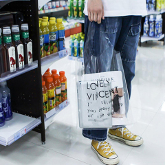 Transparente wasserdichte reisende Mode-klare PVC-Einkaufstasche Kundenspezifisches Logo bedruckte PVC-Einkaufstasche
