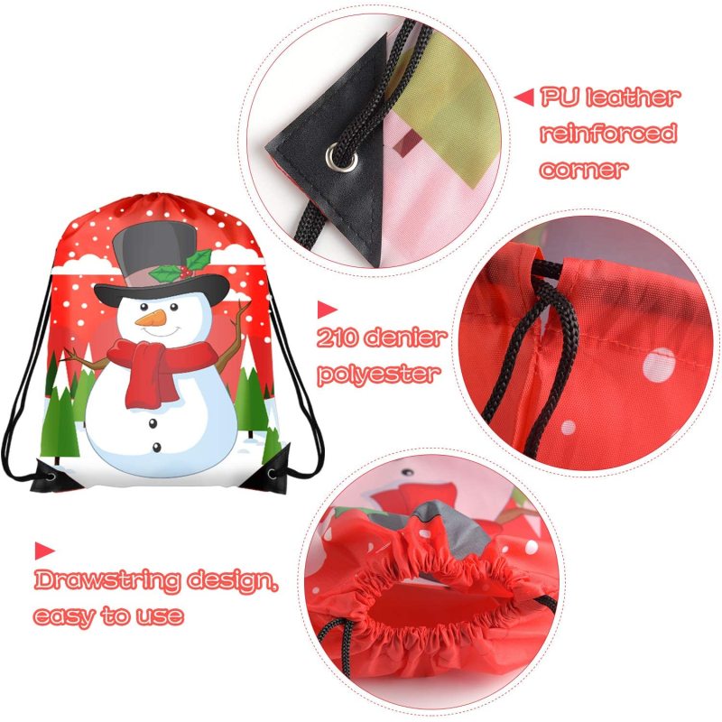 High Quality Promotional 210D Polyester Drawstring Bag with Christmas designs