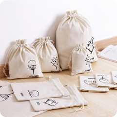 Öko-Tasche aus Baumwolle, natürlicher Baumwolltaschen-Logodruck, Kordelzug-Großhandels-Baumwolltasche