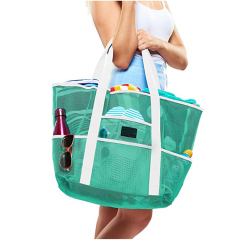 Hohe Kapazität Benutzerdefinierte Luxus Strandtasche Frauen Mesh Strandtasche Sommer Mode Einkaufstasche