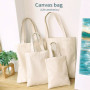 Bolso de hombro de algodón para mujer, bolso de lona ecológico, bolso informal sólido suave, bolso de compras reutilizable ambiental para mujer