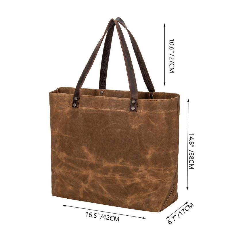 Work School Travel Business Shopping Satchel Handbag Casual Waterproof Waxed Canvas Shoulder Tote Bag
