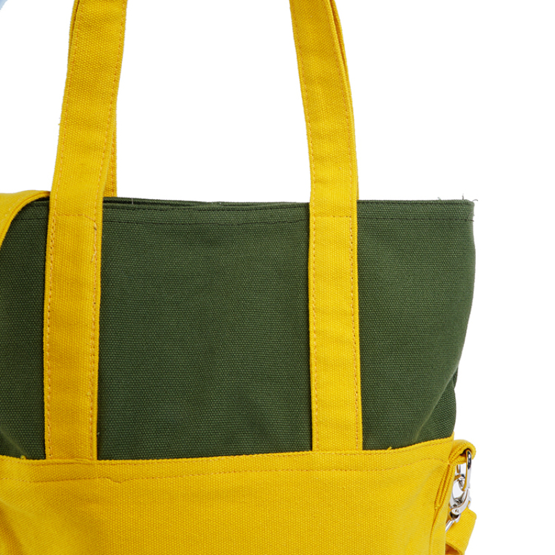 Fashion Simple Design Attractive Style Yellow And Green Color Matching Cotton Bag