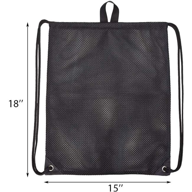 Custom Sports Mesh Sports Equipment Bag Large Black Durable Nylon Mesh Bag with Sliding Drawstring Cord Lock Closure