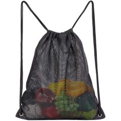 Sac d'équipement de sport en maille de sport personnalisé grand sac en maille de Nylon noir Durable avec fermeture à cordon coulissant