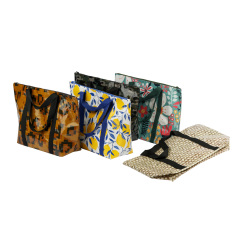 Durable colorful shopping zipper bag pictures laminated PP woven bags