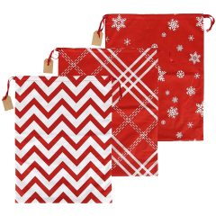 Sac naturel de cadeau de sac à dos de cordon de toile de coton de promotion de Noël avec le logo imprimé par coutume