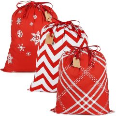 Sac naturel de cadeau de sac à dos de cordon de toile de coton de promotion de Noël avec le logo imprimé par coutume