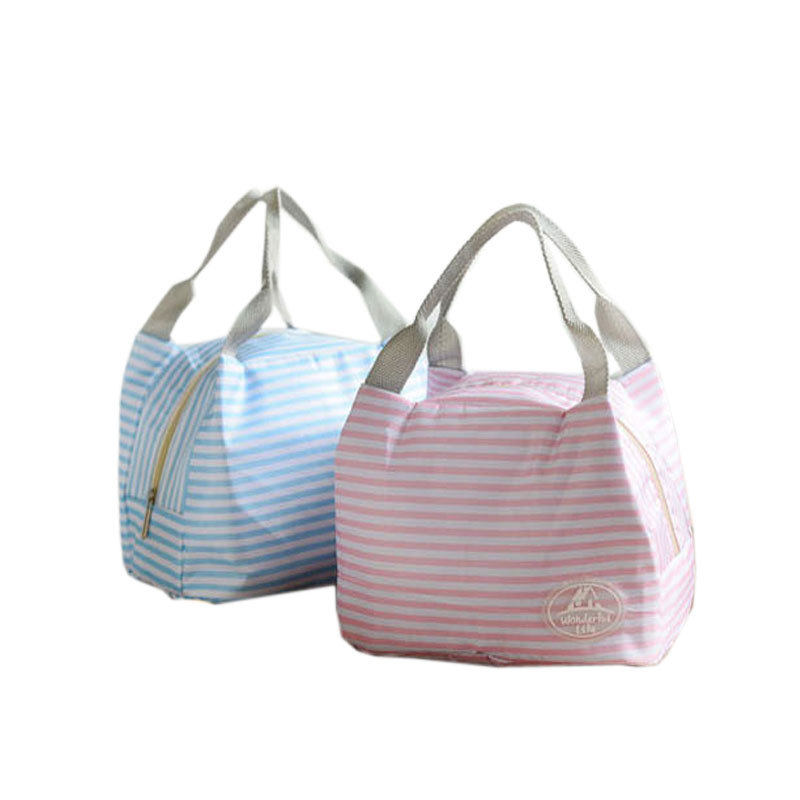 Elegant Thermal Portable Cooler Bags Nylon+Aluminum Foil Insulated Picnic Non Woven Students Popular Food Cooler Bag