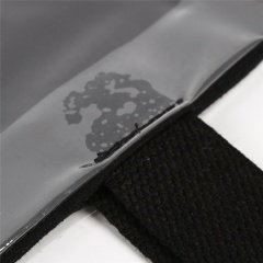 Bolsas de compras recubiertas de PVC personalizadas a la moda, bolsa de asas con revestimiento de vinilo negro