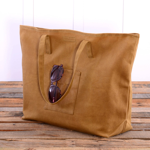 Reusable Brown Shopping Waxed Canvas Duffel Bag Large Trendy Grocery Lunch Waxed Canvas Tote Bag with Travel