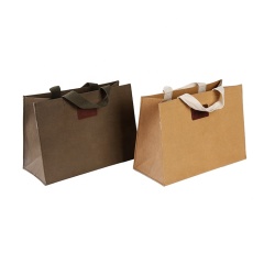 Sac en papier brun avec poignée, sac en papier kraft personnalisé, sac en papier alimentaire artisanal