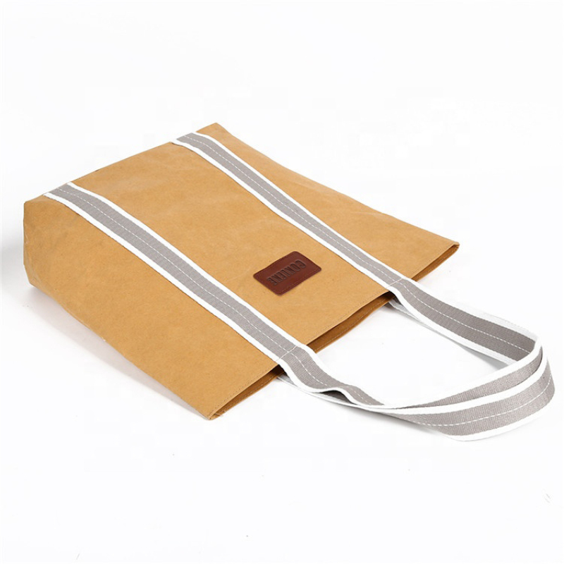 Custom Recyclable Twist Handle Printed Shopping  Brown  Rectangular Craft Paper Gift Bag