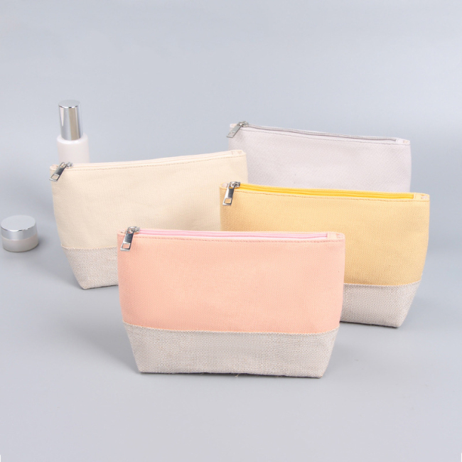 El algodón hermoso de la lona del color de encargo compone el bolso cosmético de la bolsa de los bolsos con la cremallera