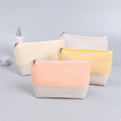 Custom Color Beautiful Canvas Cotton Make Up Bags Cosmetic Pouch Bag With Zipper