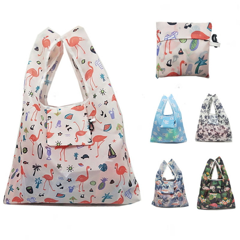 Wholesale Grocery Eco-friendly Pouch Foldable Ripstop Nylon Bags Reusable Folding Polyester Shopping Bag