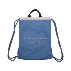 Экологичный синий органический хлопок складной многоразовый толстый рюкзак на шнурке