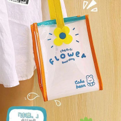Cartón de venta caliente, impresión personalizada, color caramelo, transparente, transparente, PVC, jalea, playa, bolsos de mano, bolsos
