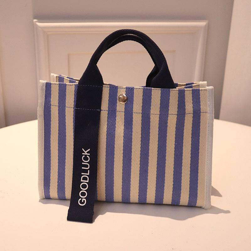 Colorful Letter Stripes Pattern Canvas Tote Bag Women's Casual Reusable Cotton Shoulder Bag & Purse Fashionable Print Design