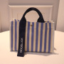 Colorful Letter Stripes Pattern Canvas Tote Bag Women's Casual Reusable Cotton Shoulder Bag & Purse Fashionable Print Design